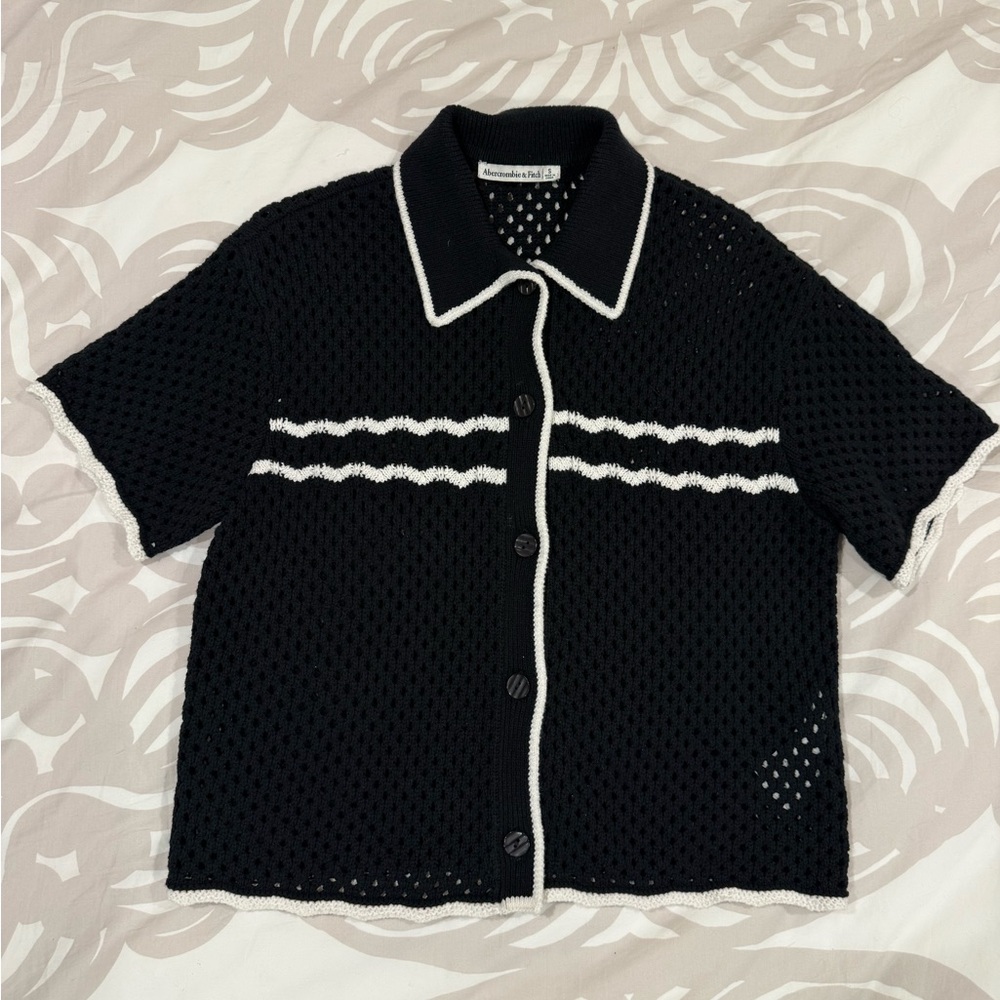 Abercrombie & Fitch Black Crochet Cardigan
